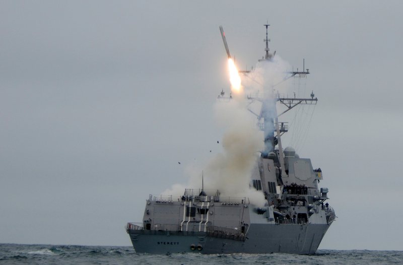 A BGM-109 Tomahawk cruise missile is launched from the U.S. Navy destroyer USS Sterett. Photo credit: U.S. Department of Defense